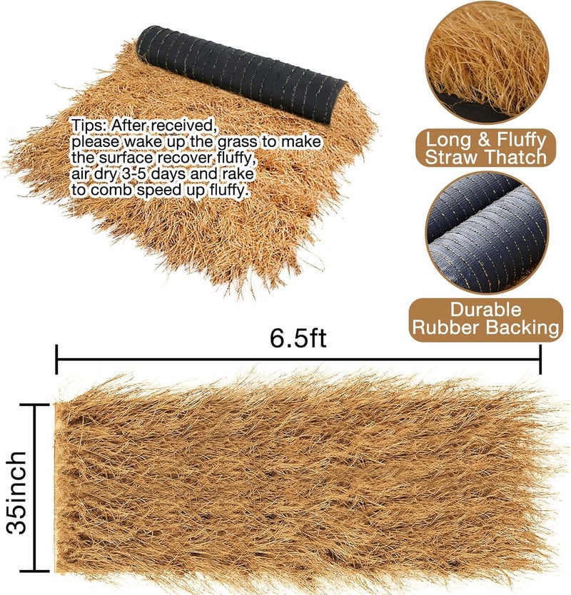 XLX TURF Artificial Thatch Grass for Western Party Decor - Fireproof Fake Hay Carpet for Country Cowboy Barn Wedding Birthday Background - Duck Blind Grass Straw Roofing for Tiki Bar - Image 2